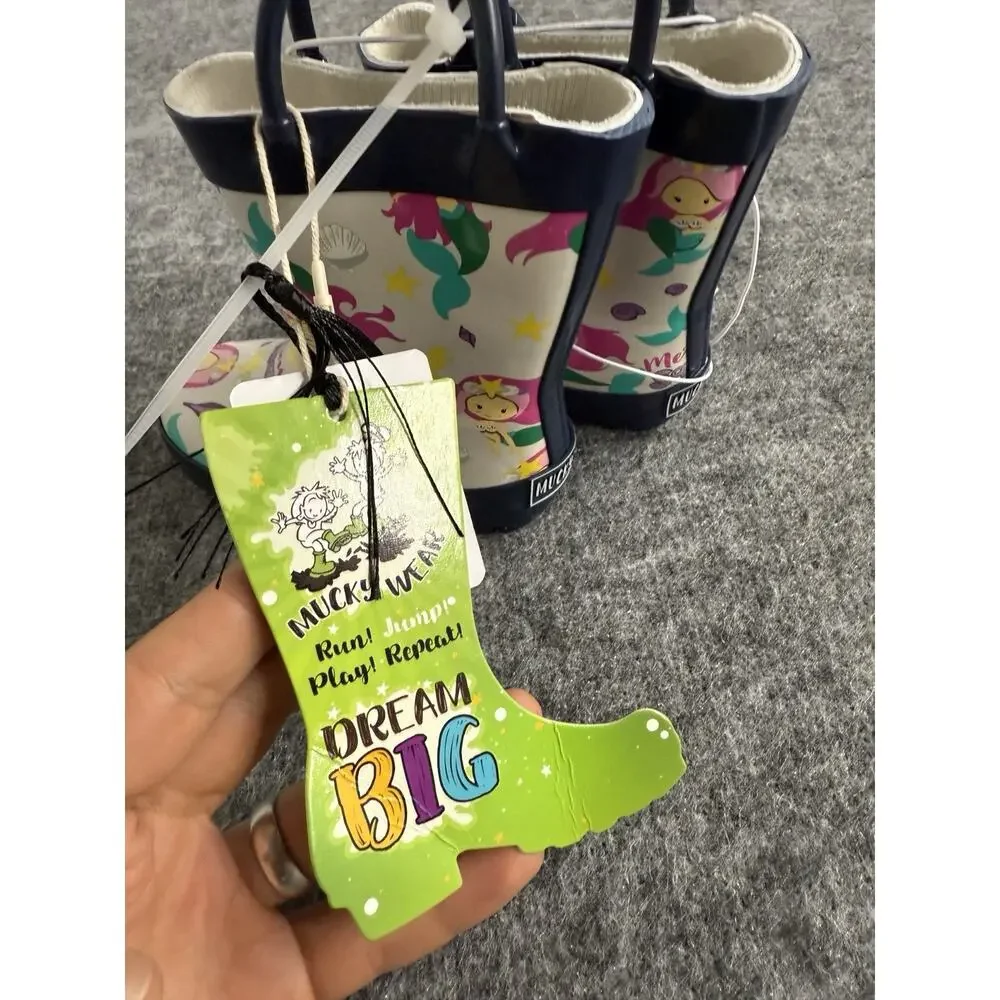 Mucky Wear Toddler Girls Rain Boots 4T Kids Rubber Mermaid N120